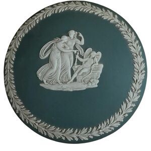 Wedgewood England Green Jasperware Muses London Small Trinket Plate Dish Tray